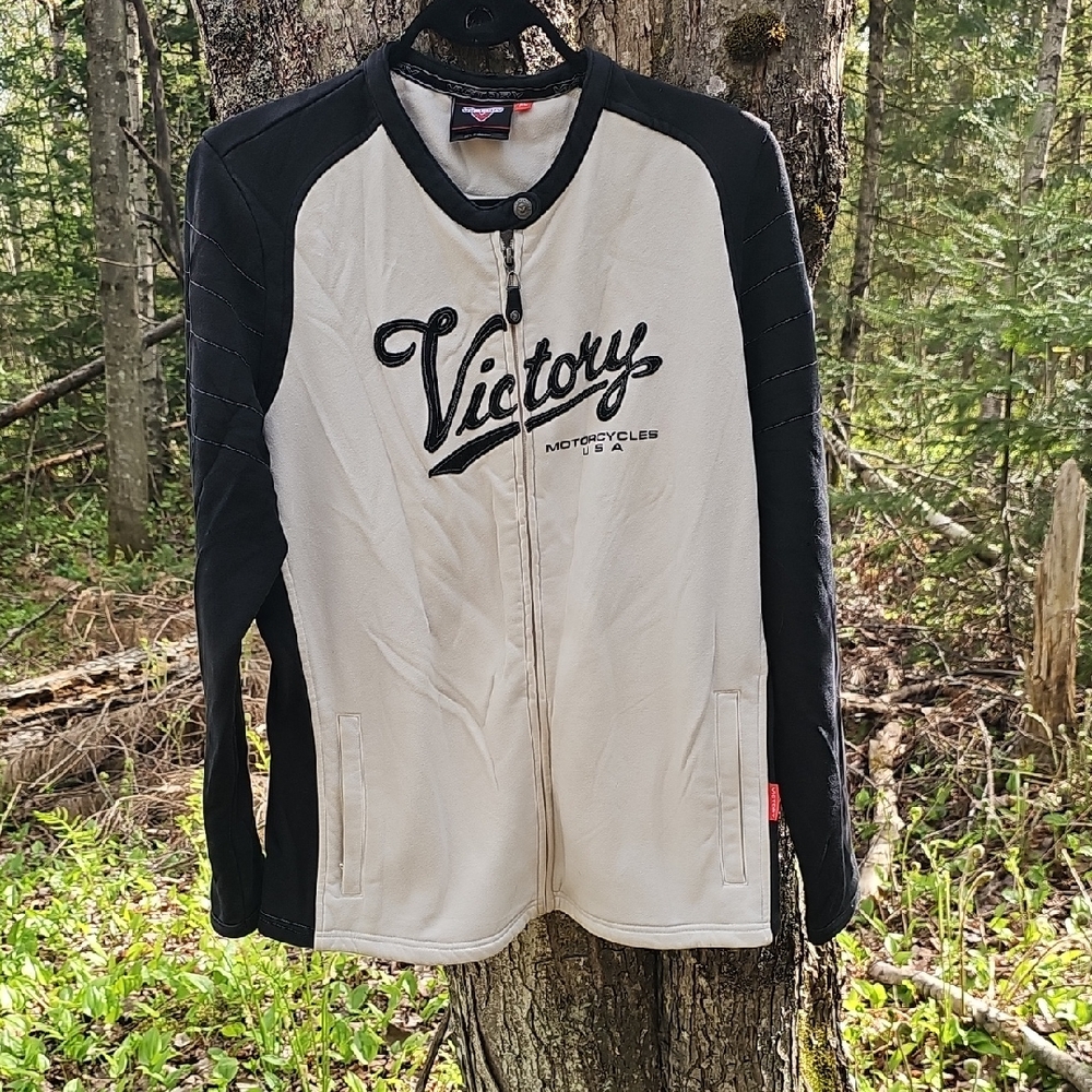 Victory Motorcycle Light Jacket in Black and Cream